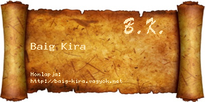 Baig Kira névjegykártya